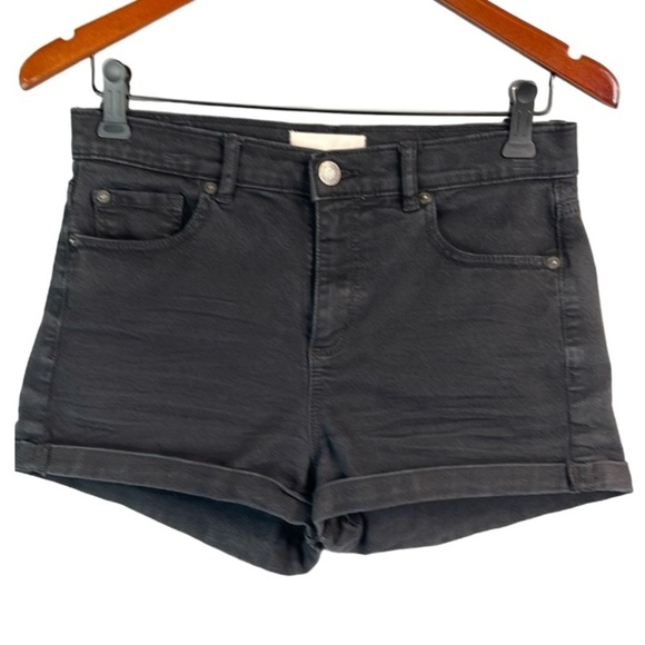 GARAGE Retro High Waist Jean Shorts Black Denim Stretch Western Cowgirl 5 - Picture 2 of 11